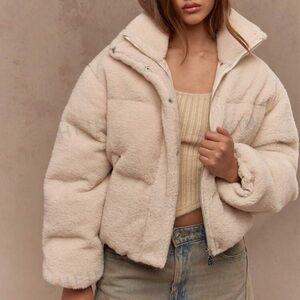 Missguided Sherpa Puffer Jacket